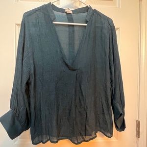 Dark turquoise Linen blouse